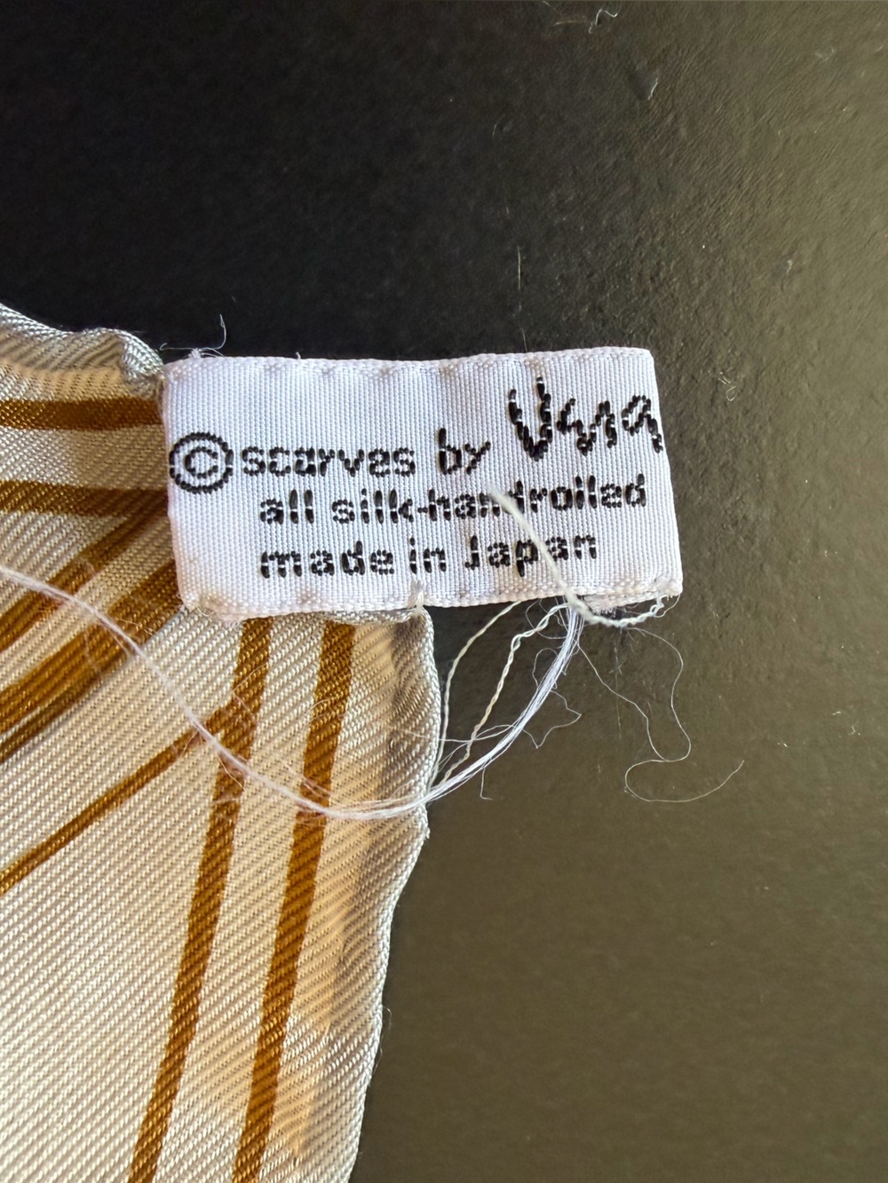 Elegant Two-Tone Silk Neck Scarf - Gray & Gold - Picture 3 of 5